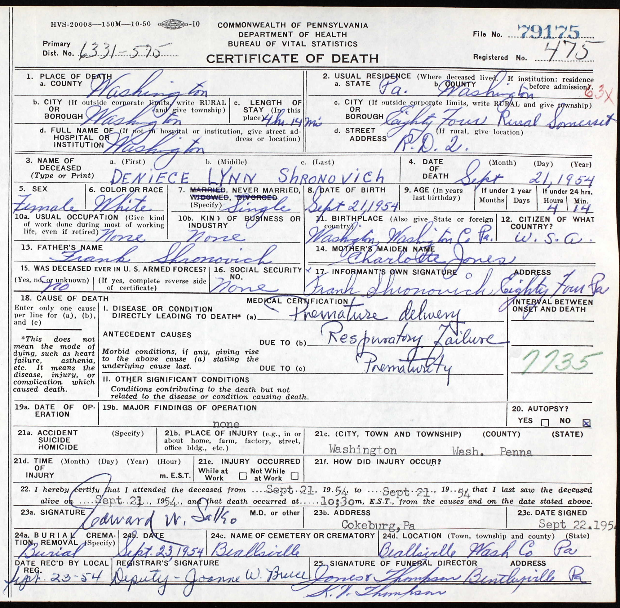 death certificate